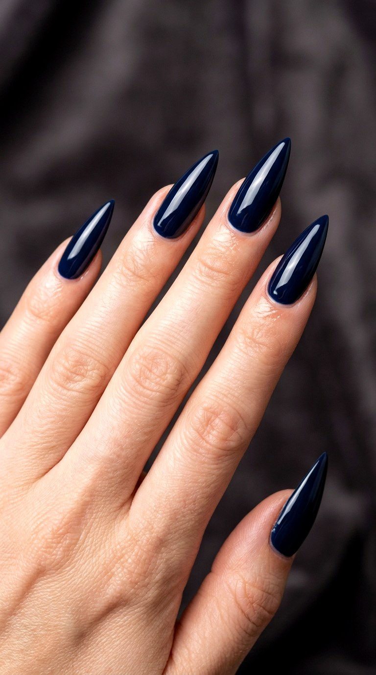 Midnight Navy Gloss Supremacy - 28 Sharp Spring Stiletto Nails