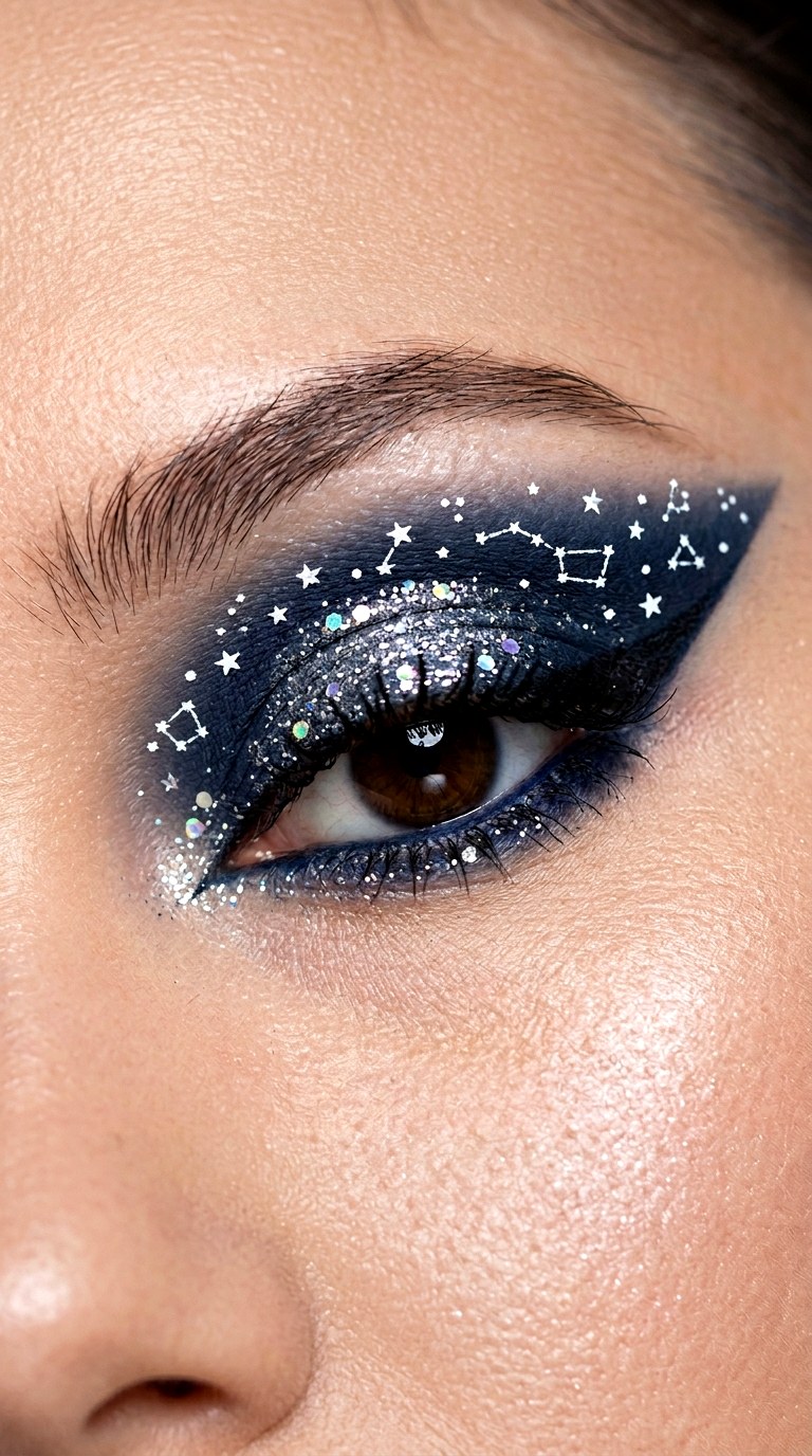 Midnight Sky Starry Glitter - 21 colorful makeup looks