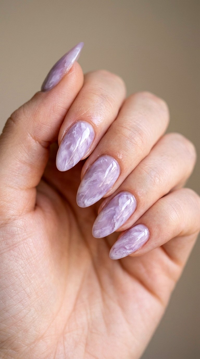 Milky Lavender Marble - 29 Fun Spring Multicolor Nails