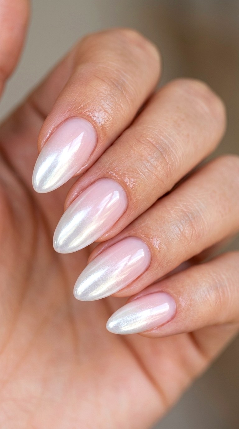 Milky Pink and Chrome White Fusion - 28 Stylish Spring Two Colored Nails