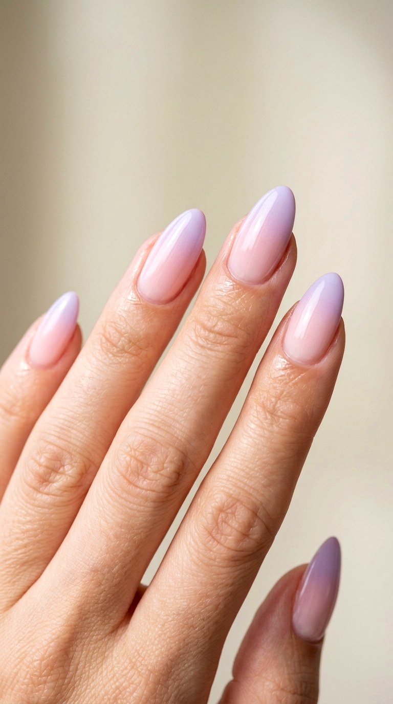 Milky Pink to Lavender Fade - 29 Pastel Spring Ombre Nails