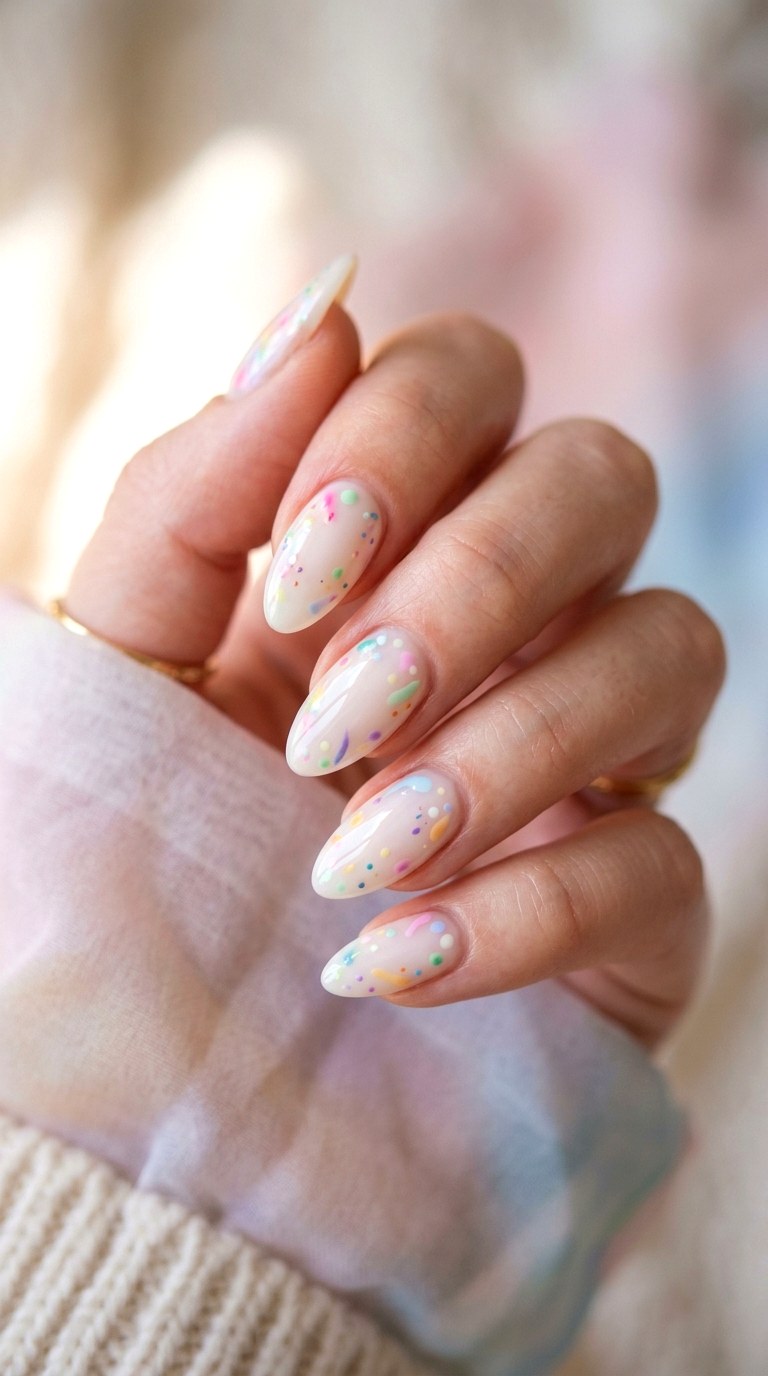 Milky White Cloud Dancer Base - 30 Cheerful Spring Multicolor Nails