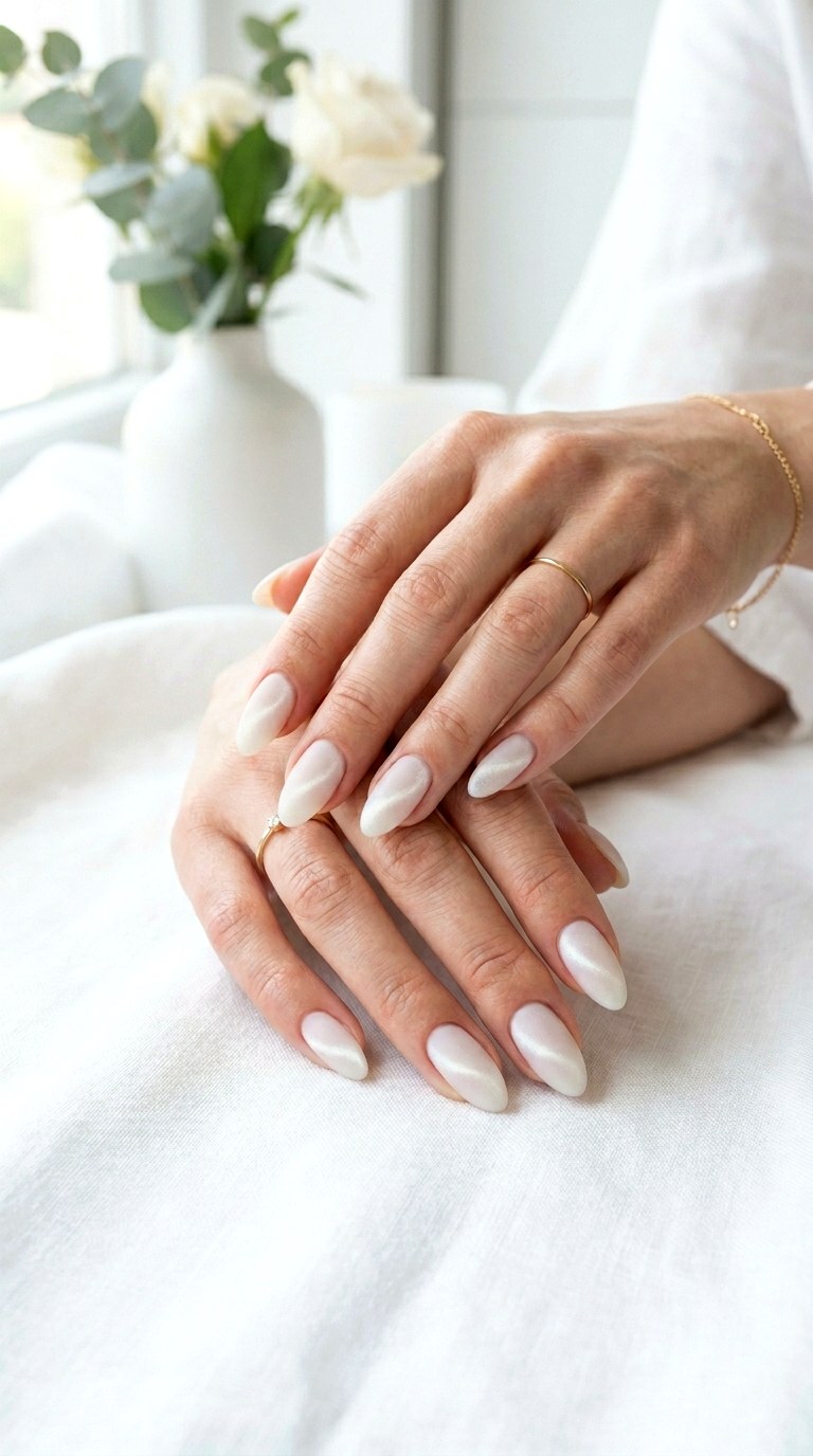 Milky White Matte Cat Eye Nails - 22 Summer Minimal Matte Cat Eye Nails Ideas