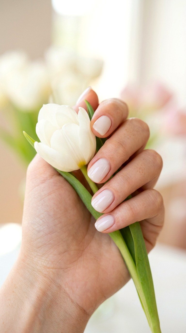 Milky White Minimal Nails - 25 Minimalist Spring Nails That Look Elegant and Trendy