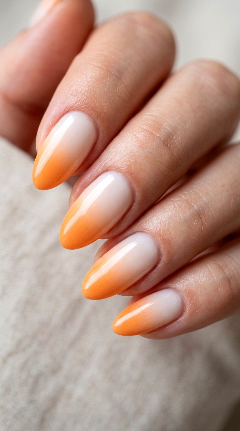 Milky White with Tangerine Tips - 22 Minimalist Spring Two Colored Nails