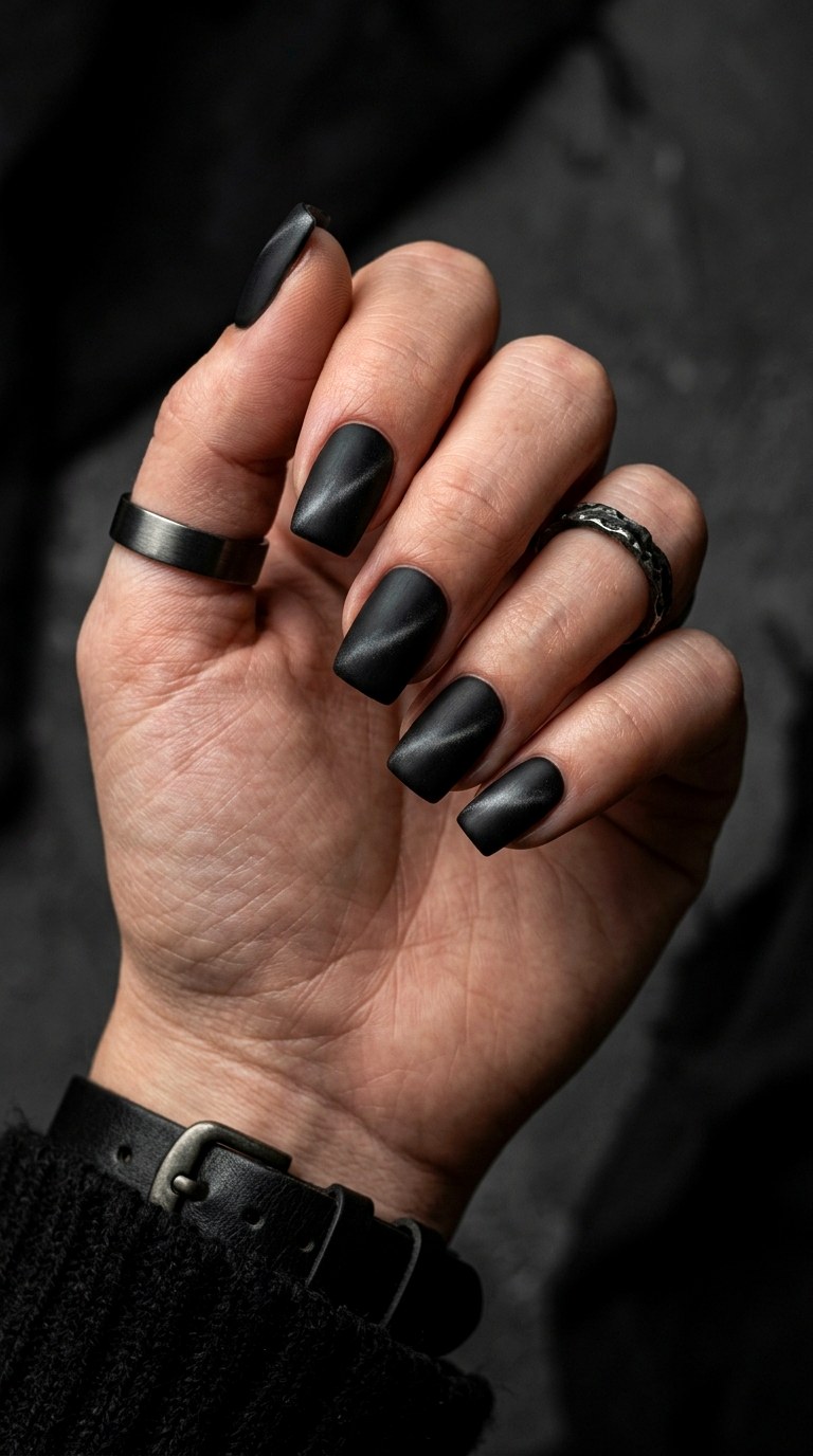Minimal Black Matte Cat Eye Nails - 22 Summer Minimal Matte Cat Eye Nails Ideas