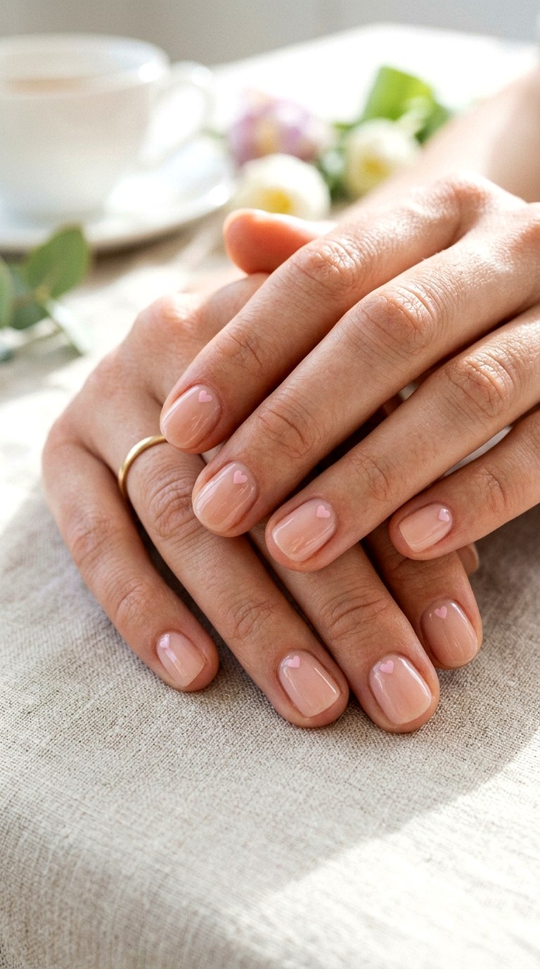 Minimal Heart Nail Art - 28 Short Spring Nail Designs That Are Cute and Practical