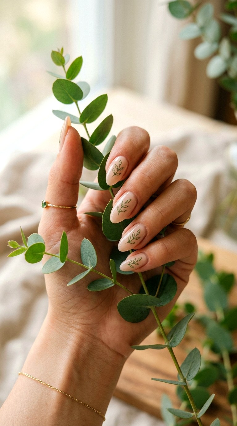 Minimal Leaf Nail Art - 25 Minimalist Spring Nails That Look Elegant and Trendy