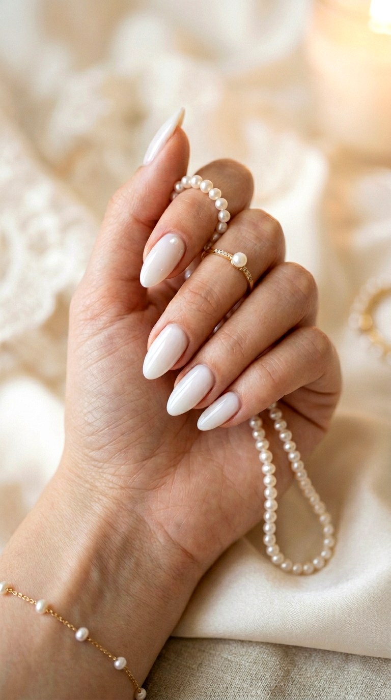 Minimal Pearl Accent Nails - 25 Minimalist Spring Nails That Look Elegant and Trendy