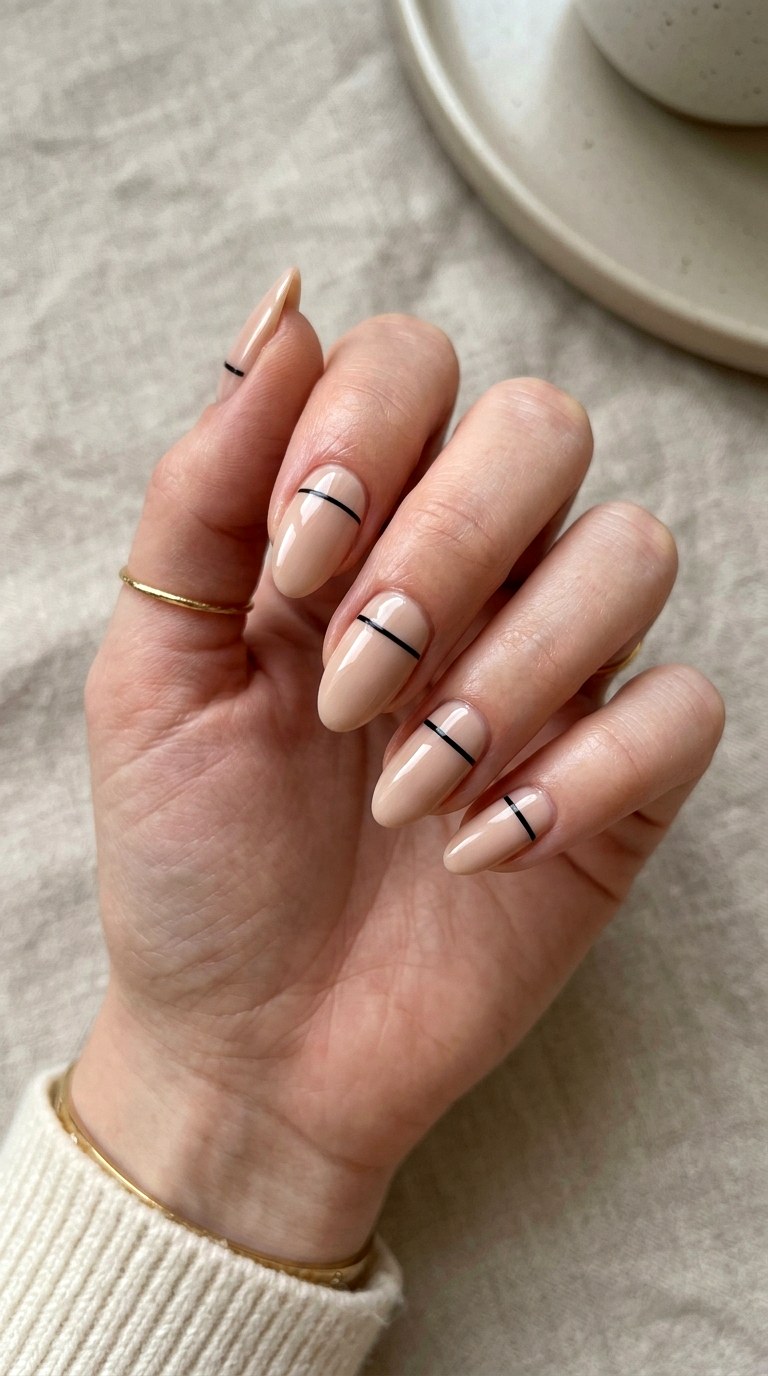Minimal Stripe Nails - 25 Minimalist Spring Nails That Look Elegant and Trendy