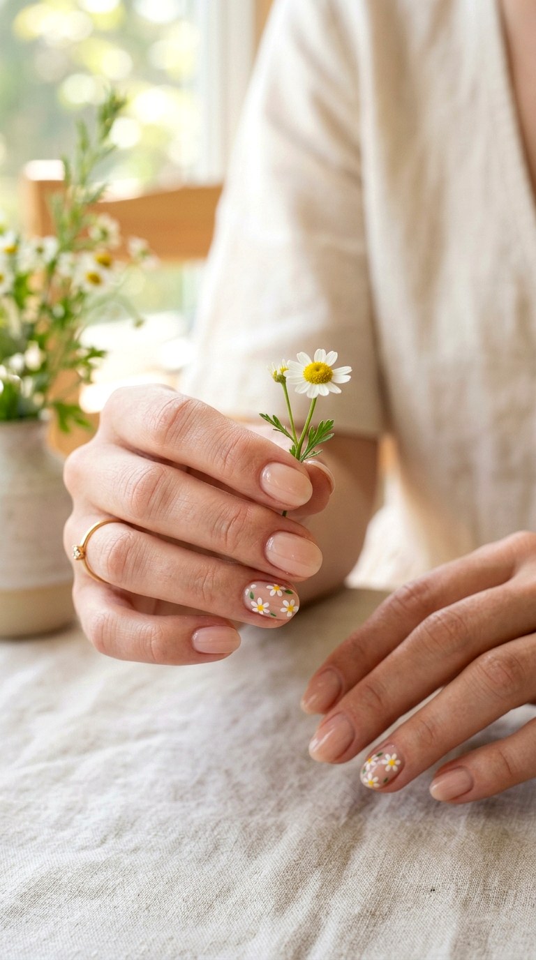 Minimalist Daisy Nail Art - 30 Aesthetic Spring Nail Designs Trending on Pinterest