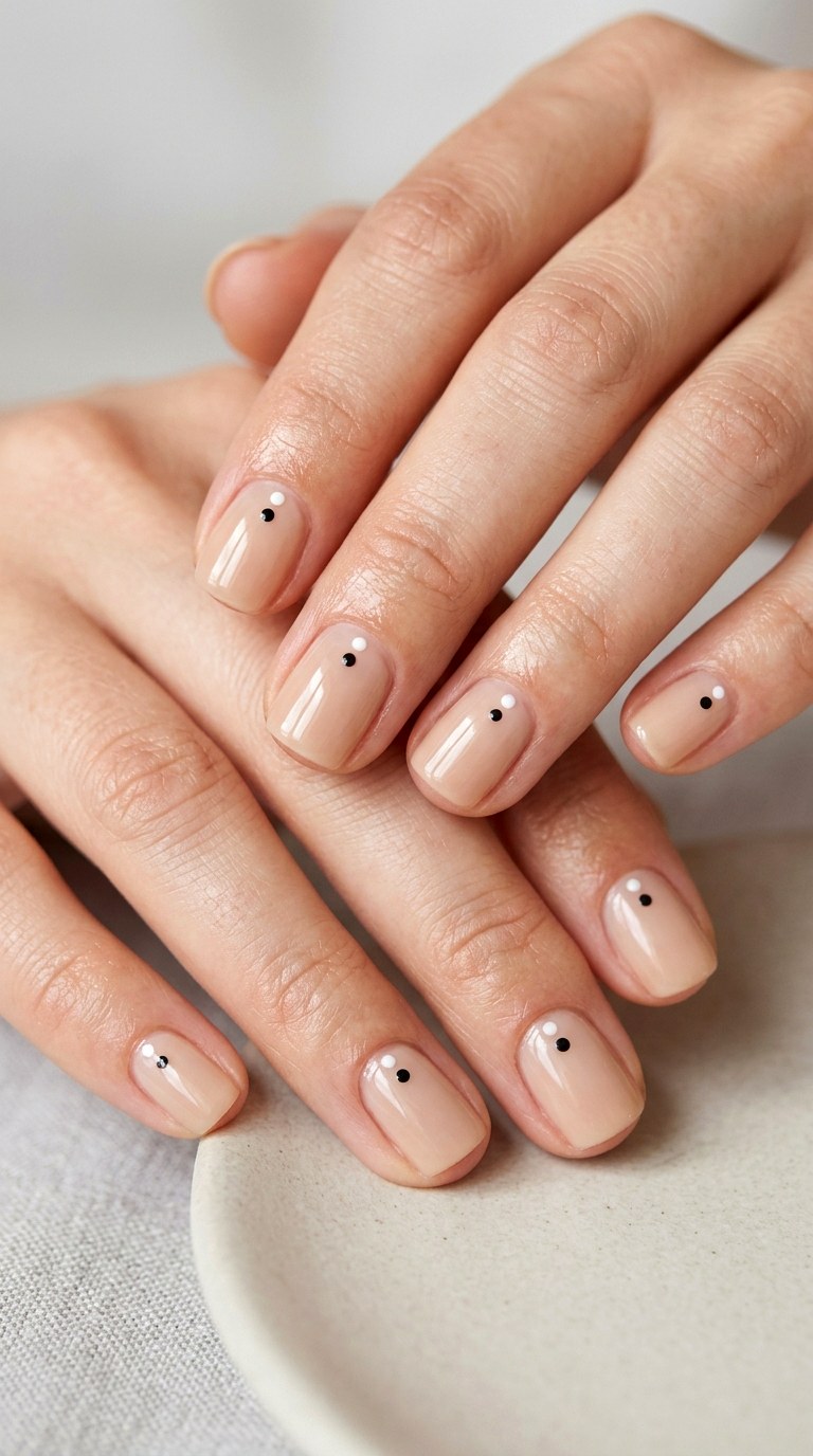 Minimalist Dot Nail Art - 28 Short Spring Nail Designs That Are Cute and Practical