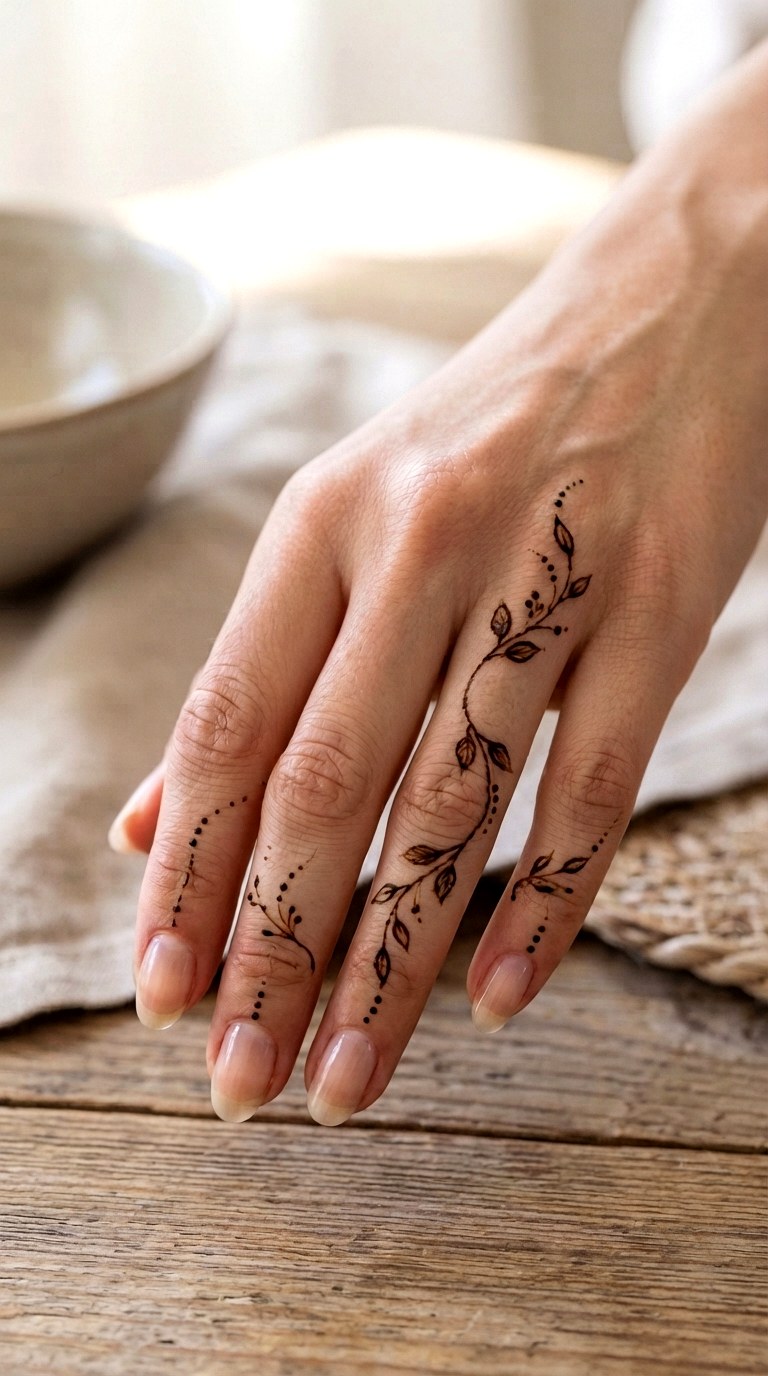 Minimalist Finger Vines - 27 henna tattoo design