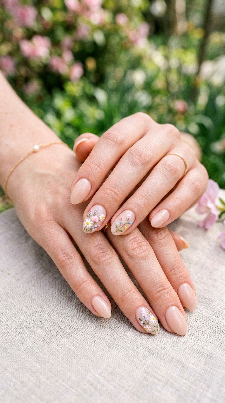 Minimalist Floral Accents - 22 Spring Nail Inspiration Ideas for Your Next Manicure