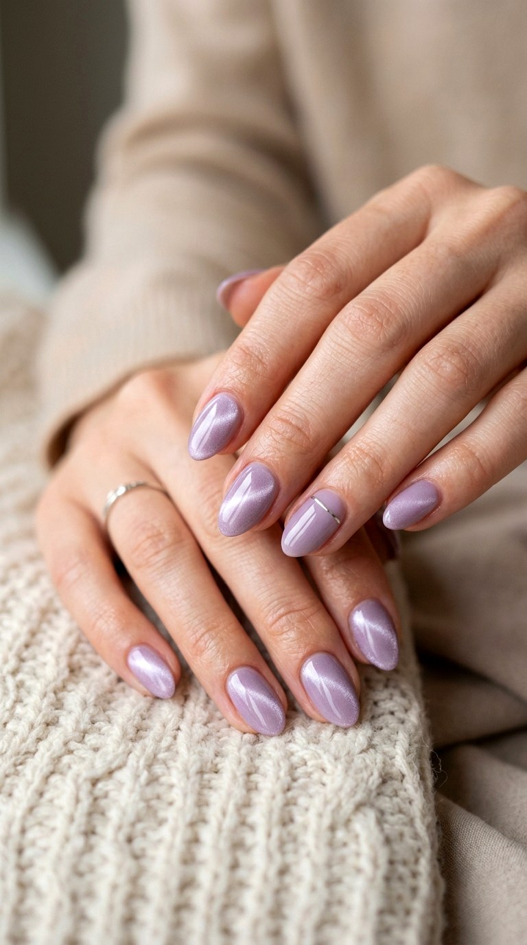 Minimalist Light Purple Cat Eye Nails - 20 Summer Light Purple Cat Eye Nails Ideas