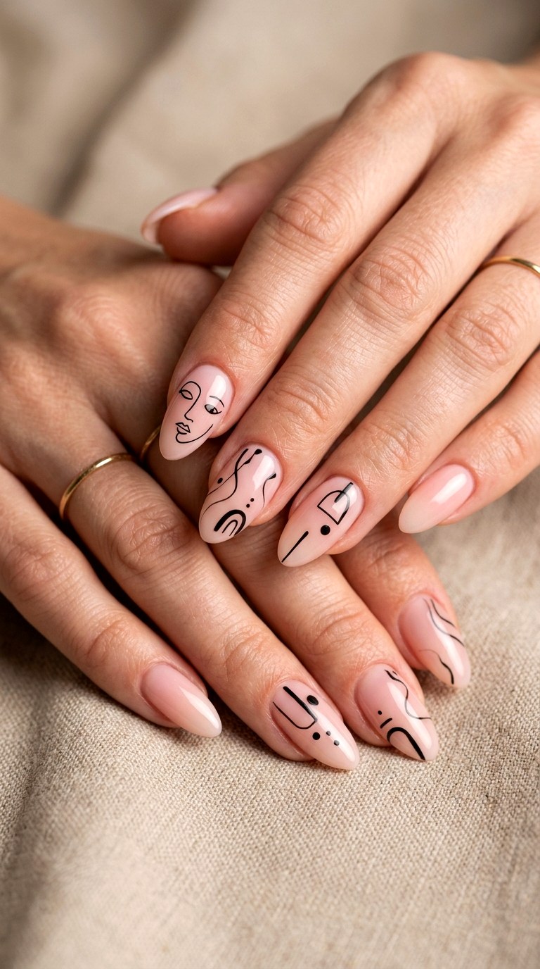 Minimalist Line Art Nails - 30 Gorgeous Spring Nail Designs That Are Trending Right Now
