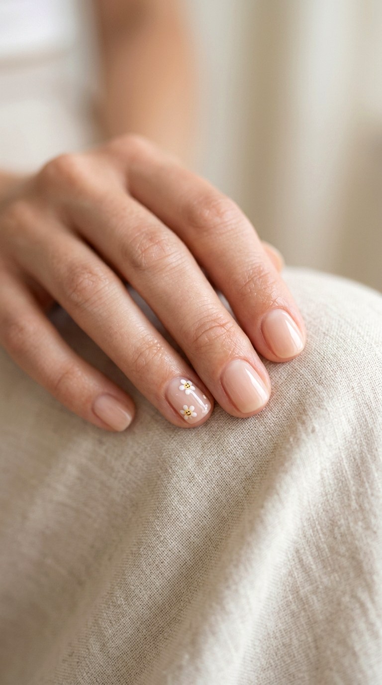 Minimalist Nude Flower Faces - 20 Summer Happy Flower Cartoon Nails Ideas