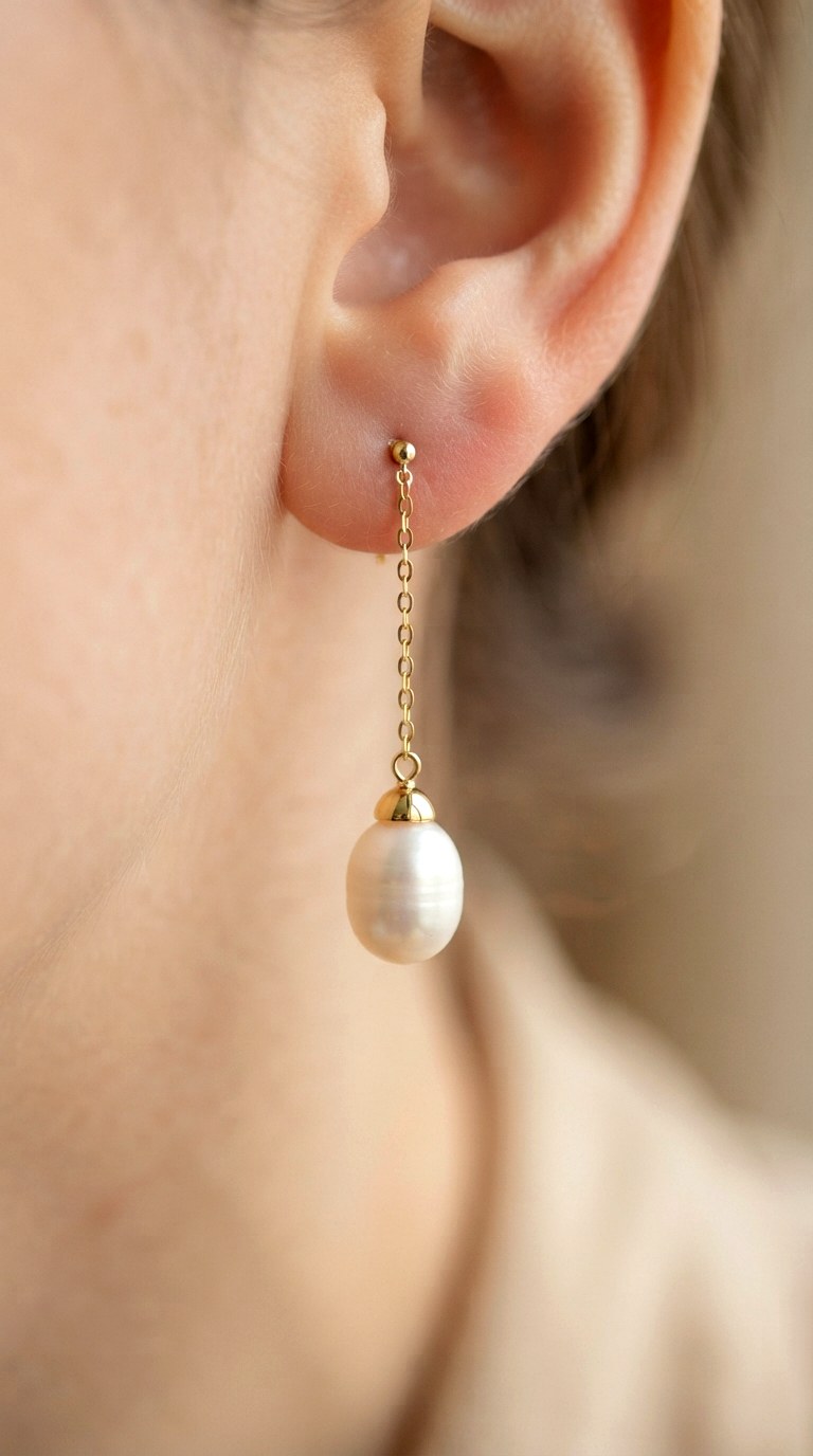 Minimalist Single Pearl Drops - 25 gold earrings stack
