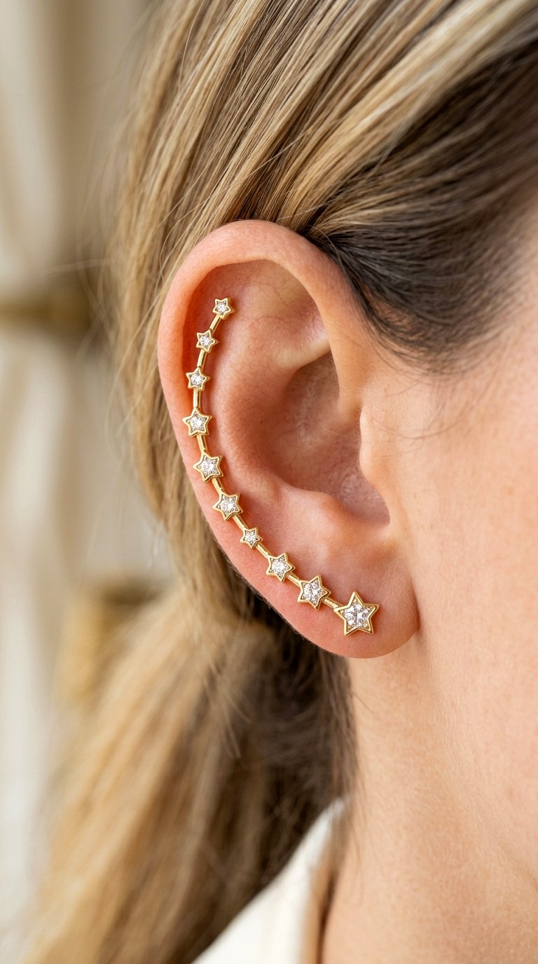Minimalist Spike and Smooth Ball Gold Earnings - 27 earring stacks gold