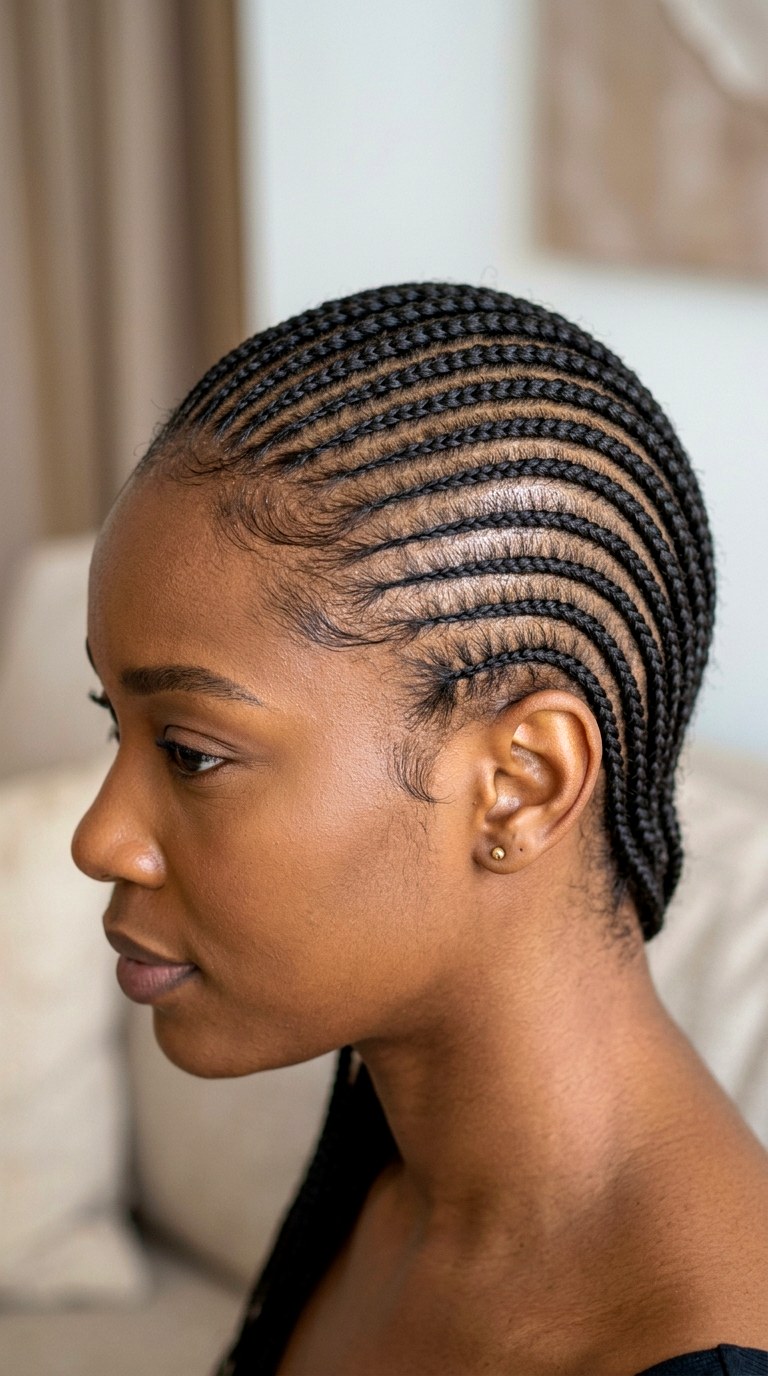 Minimalist Thin Striped Lines - 26 cornrow hairstyles for women
