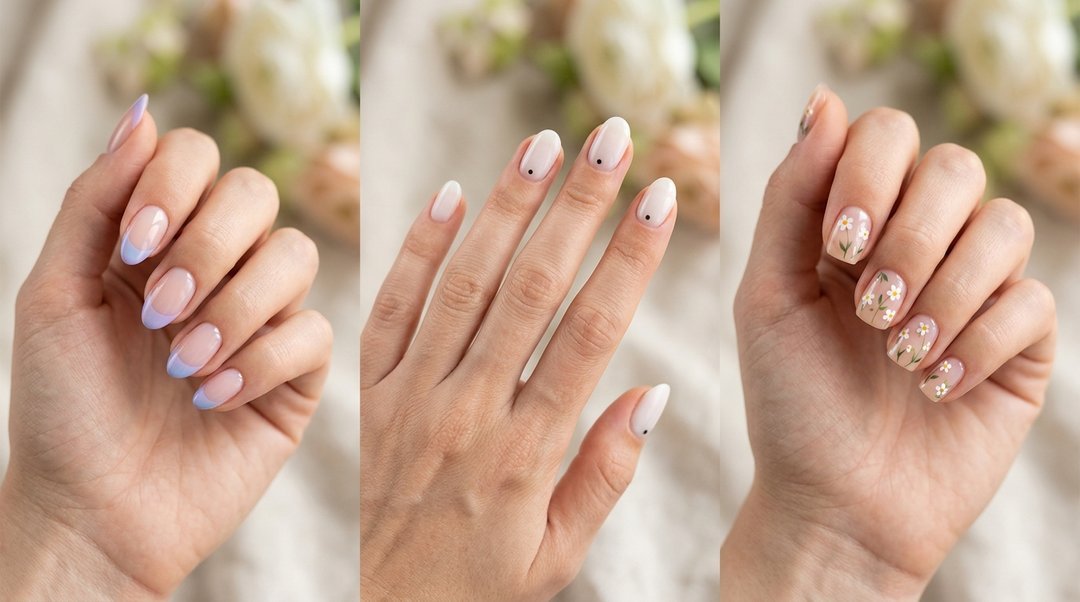 Minimalist spring nails collage