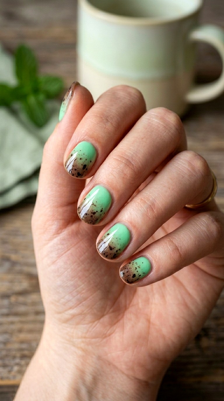 Mint Chocolate Chip Melt - 24 Light Spring Ombre Nails
