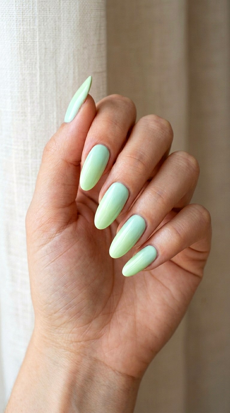 Mint Cream to Pastel Pistachio Vertical Fade - 28 Seamless Spring Ombre Nails