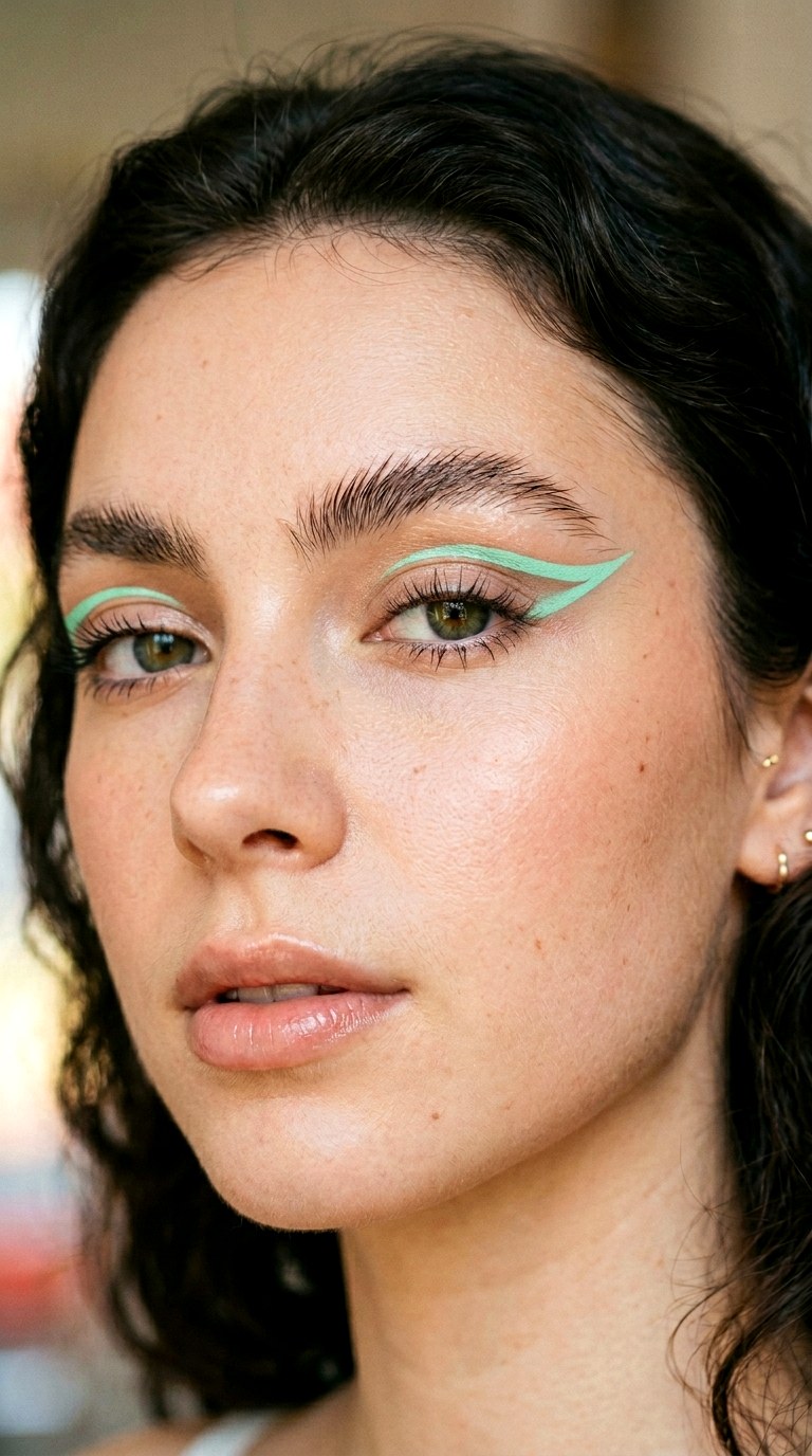 Mint Green Floating Wing - 28 Mint Green Graphic Liner Look