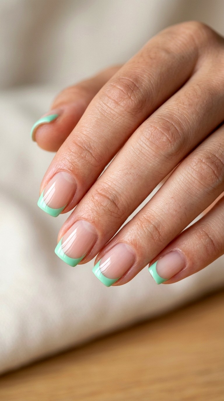 Mint Green French Classic - 27 Charming Spring Acrylic Nails