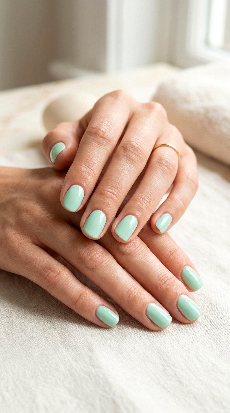 Mint Green Glossy Nails - 25 Fresh Spring Nail Colors & Designs You’ll See Everywhere in 2026