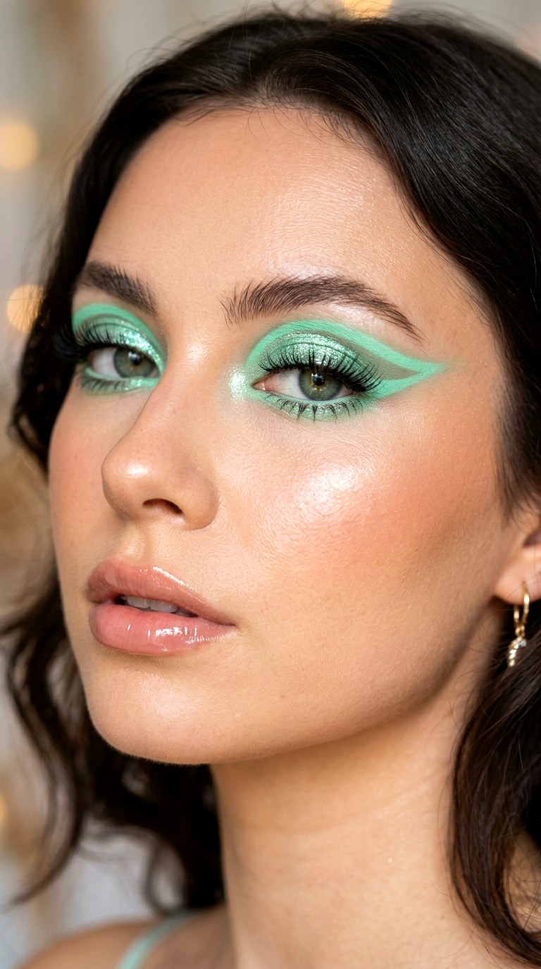 Mint Green Graphic Halo Eye - 28 Mint Green Graphic Liner Look