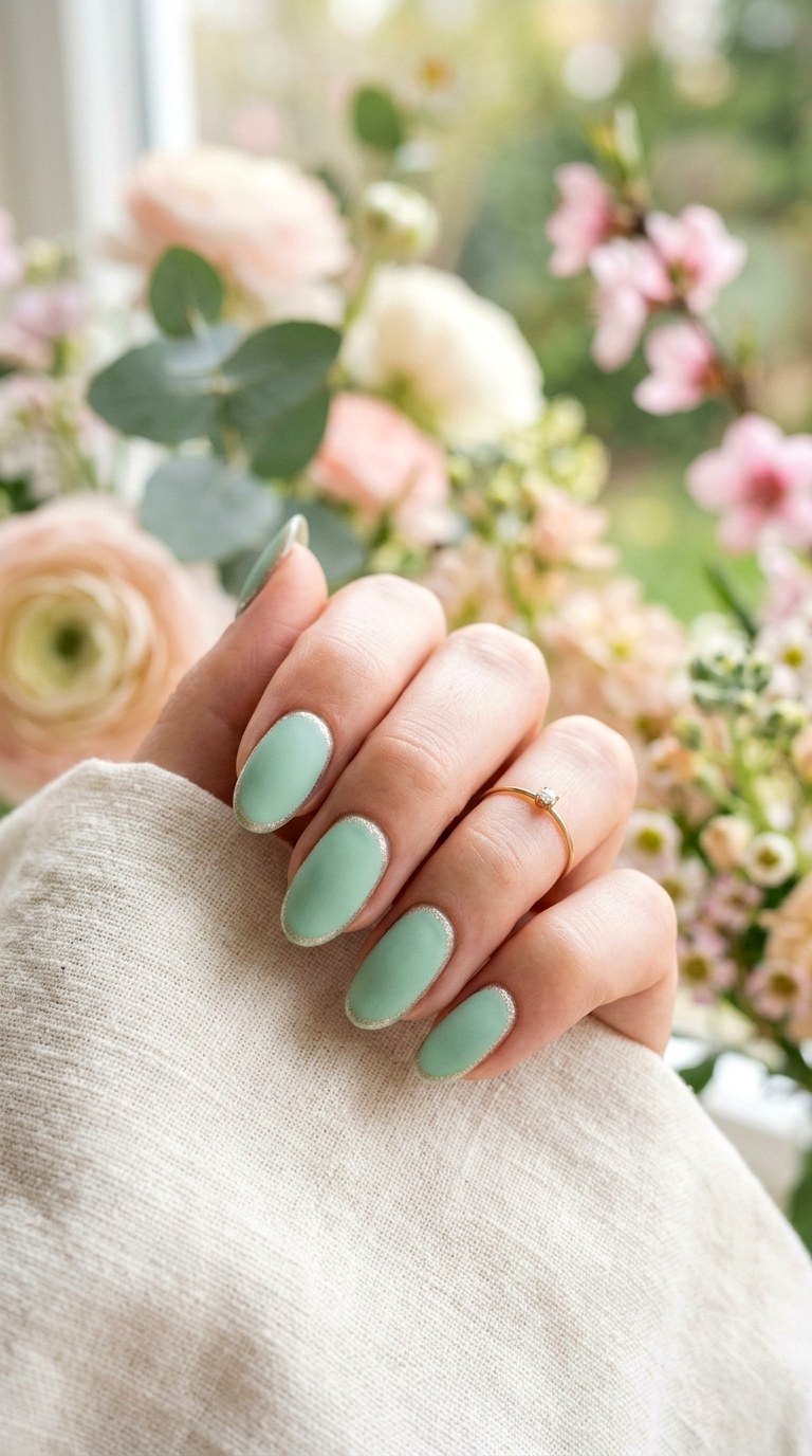 Mint Green Matte Cat Eye with Subtle Glitter - 20 Spring Mint Green Cat Eye Nails with SparkleIdeas