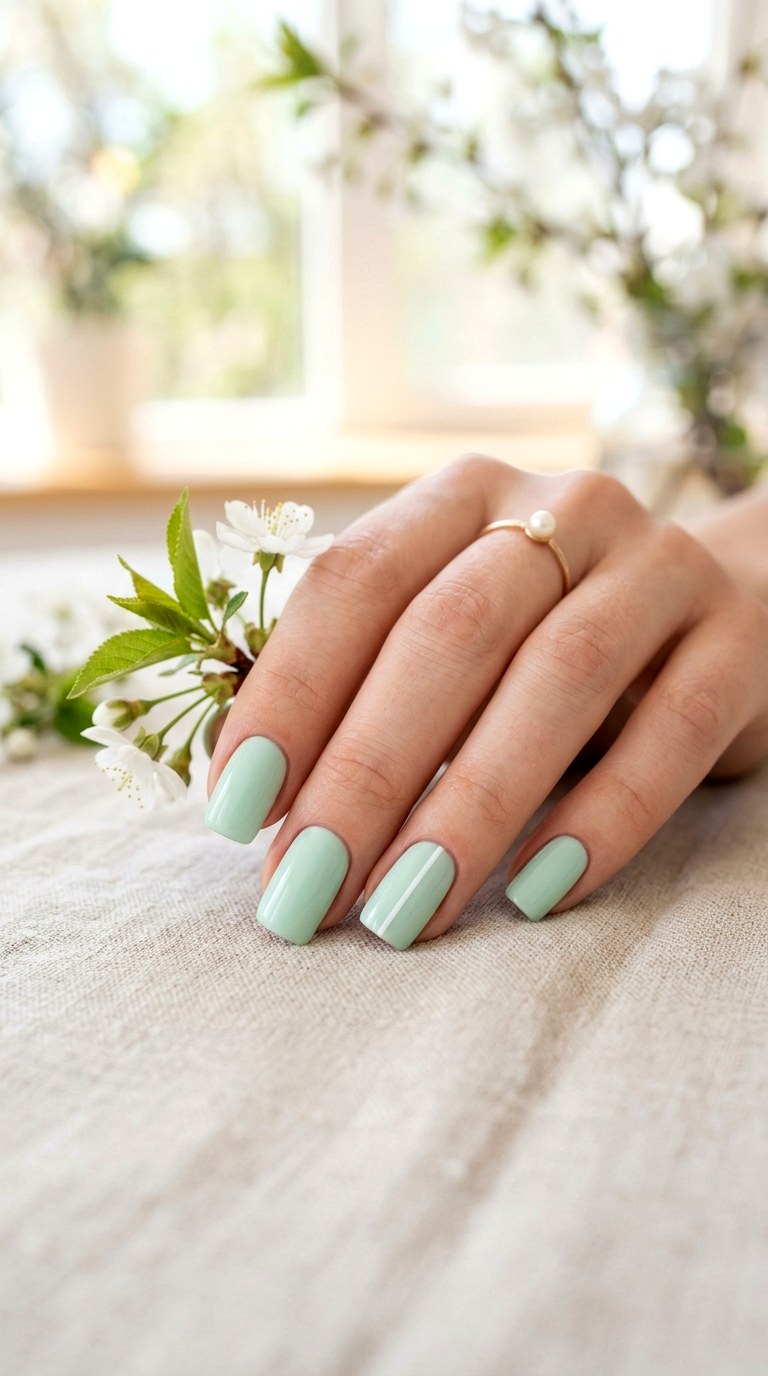 Mint Green Minimalist Nails - 25 Soft Pastel Spring Nail Designs That Feel Like Sunshine
