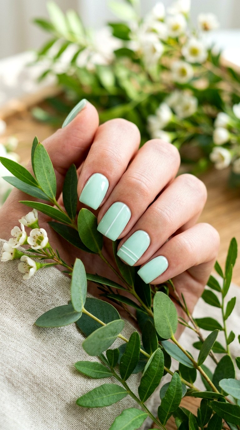 Mint Green Minimalist Nails - 22 Cute Spring Nail Ideas for a Fresh Seasonal Manicure