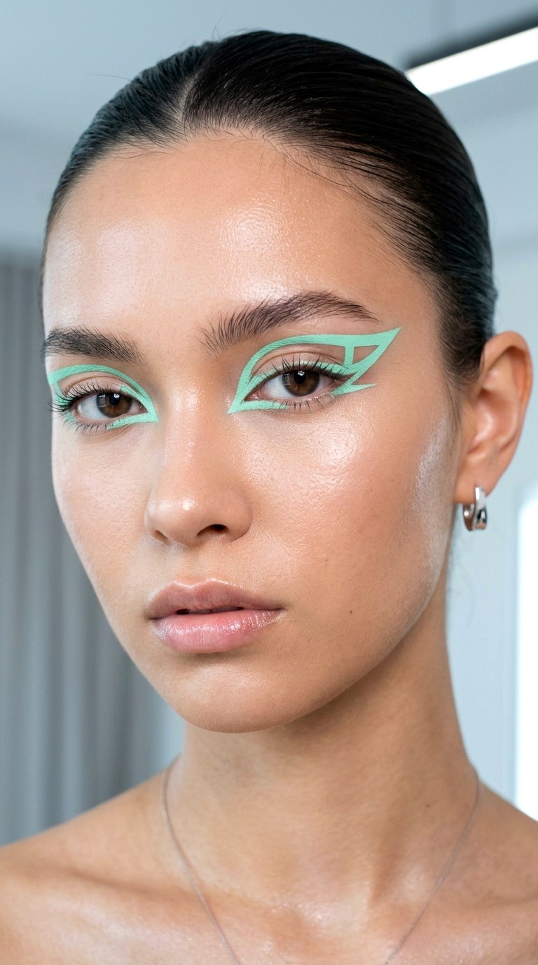 Mint Green Negative Space Liner - 28 Mint Green Graphic Liner Look