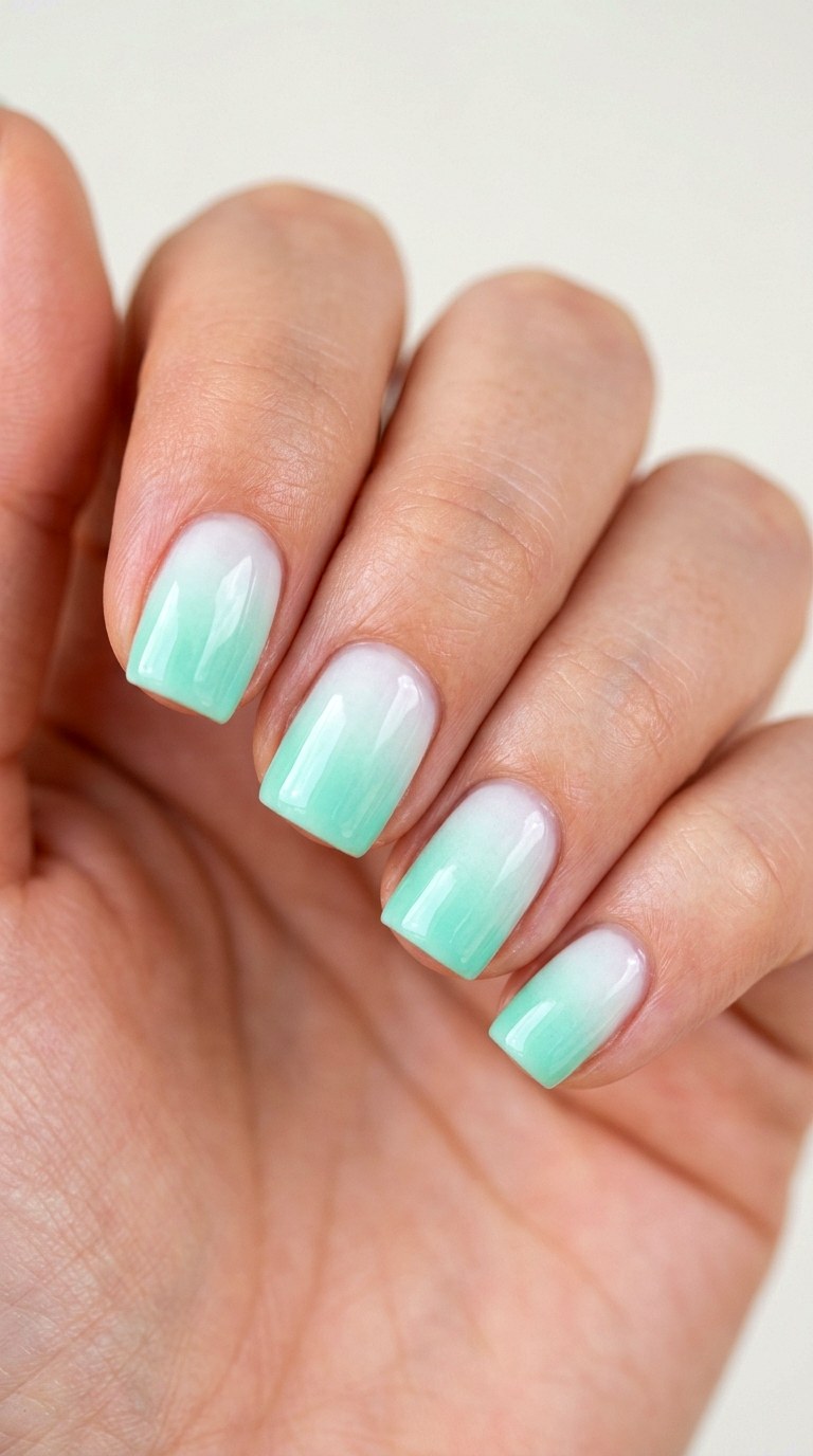 Mint Green Sponge Fade - 30 Dreamy Spring Ombre Nails