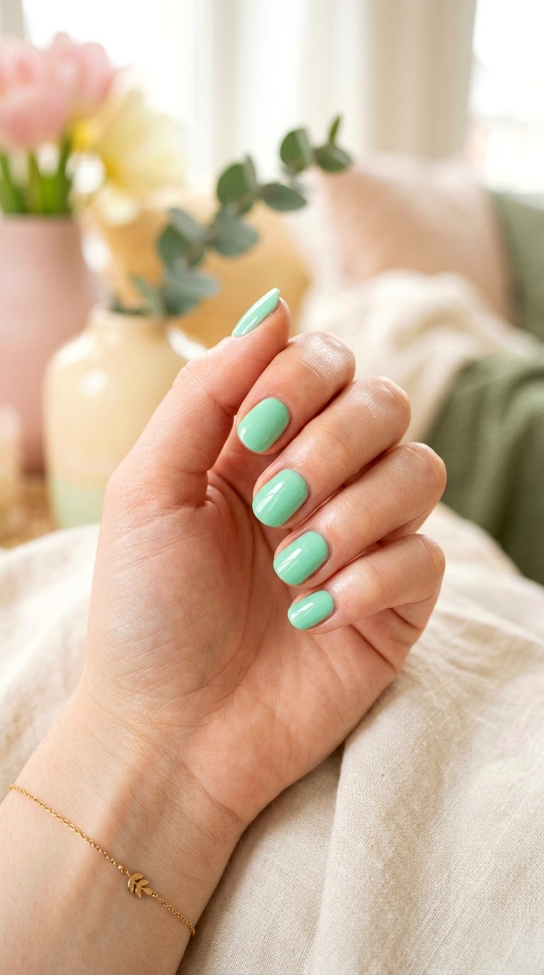 Mint Green Spring Nails - 28 Short Spring Nail Designs That Are Cute and Practical