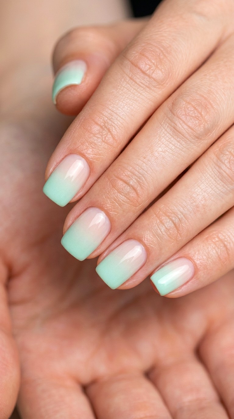 Mint Green to Sheer Nude - 30 pastel spring ombre nails