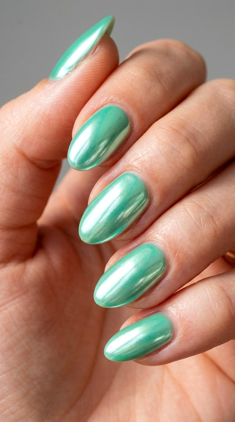 Minty Fresh Chrome Accents - 30 Vibrant Spring Color Street Nails