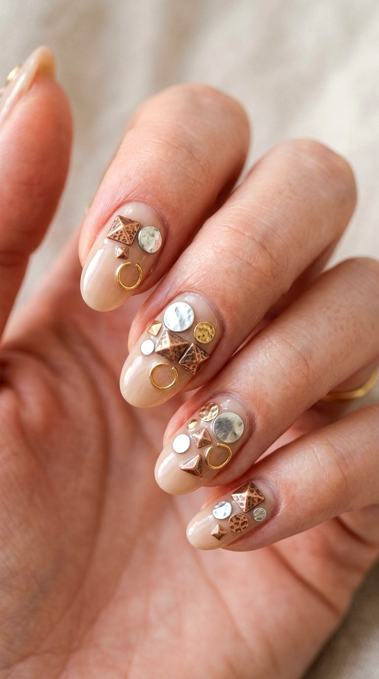 Mixed Metal Hardware Accents - 23 Contrast Spring Colorful Junk Nails