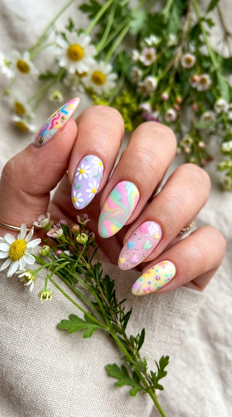 Mixed Spring Nail Art - 23 Trendy Spring Nail Art Ideas You Need to Try This Year