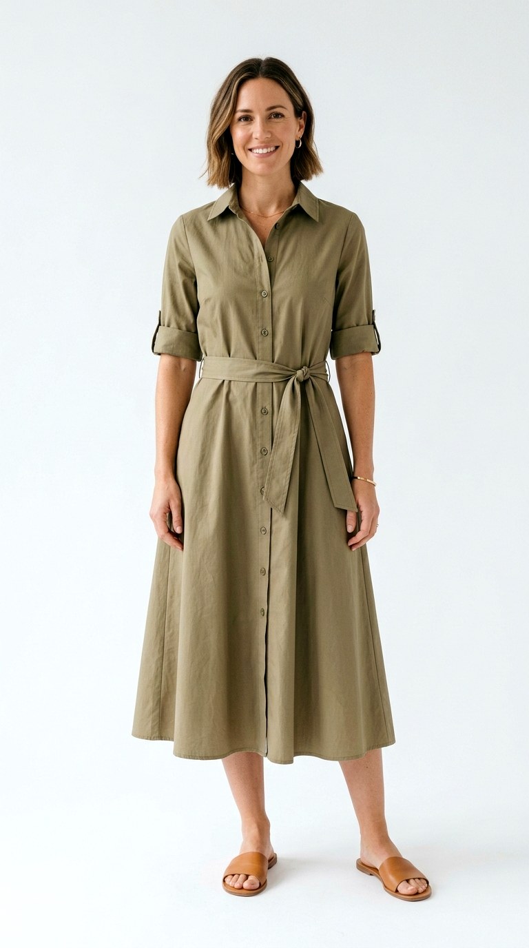 Modern Midi Shirtdress - 20 casual business attire for women