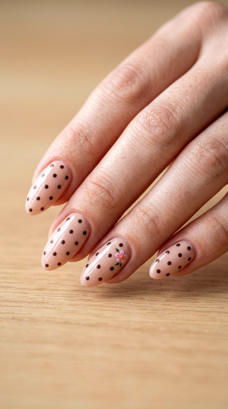 Modern Nude Polka Dot - 27 Charming Spring Acrylic Nails