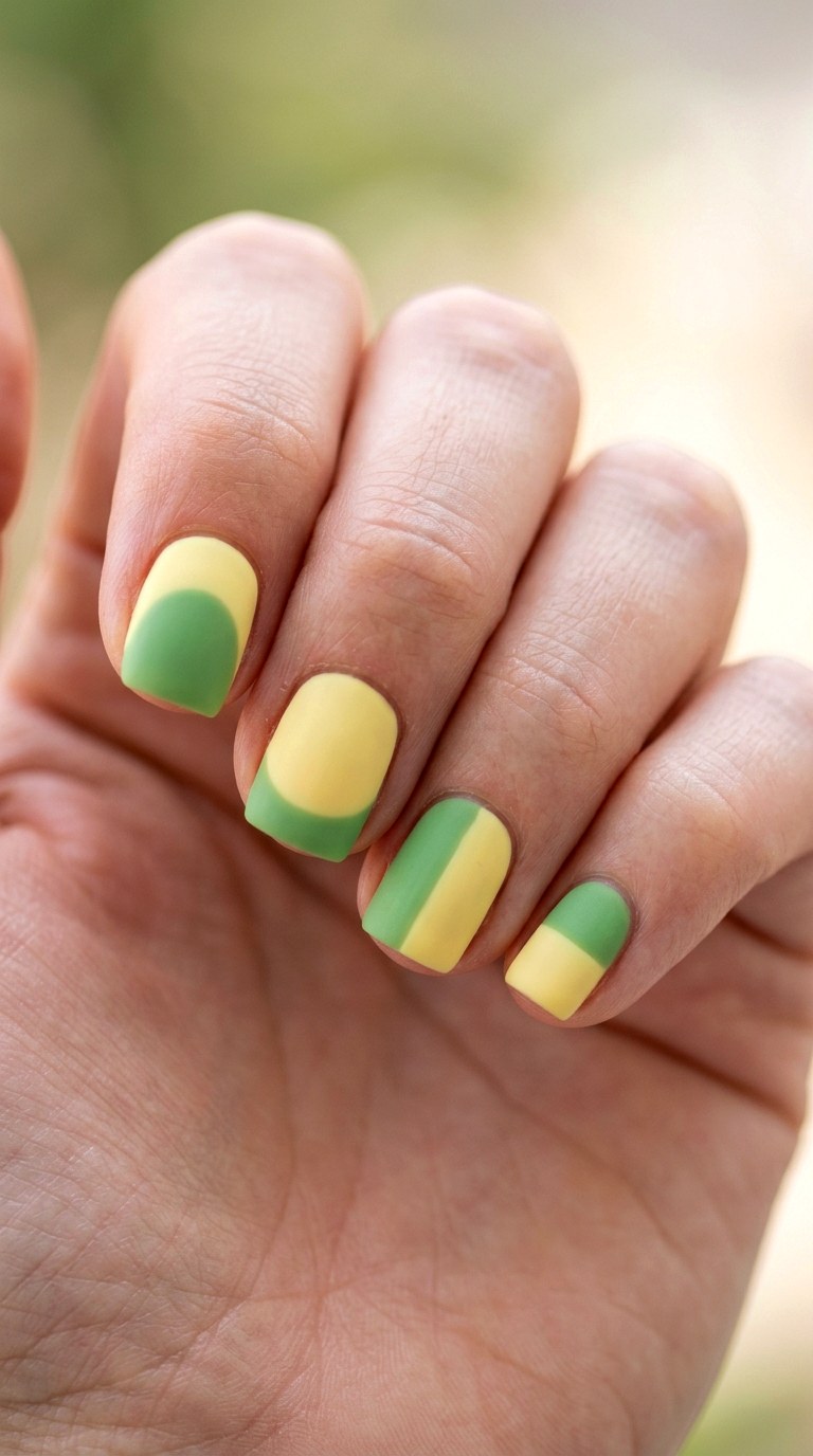 Modern Pastel Color Blocking - 27 Graphic Spring Two Colored Nails