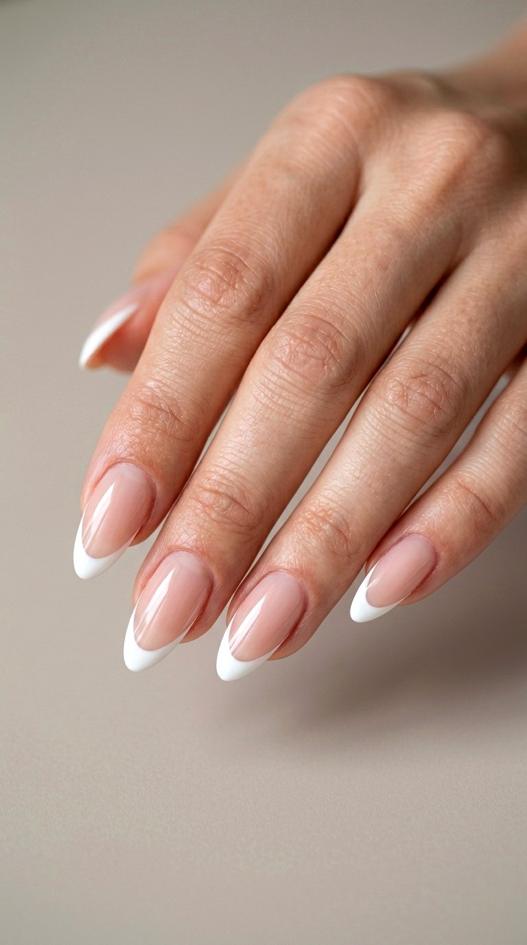 Modern White French Almond Tips - 21 Classic Spring Acrylic Nails