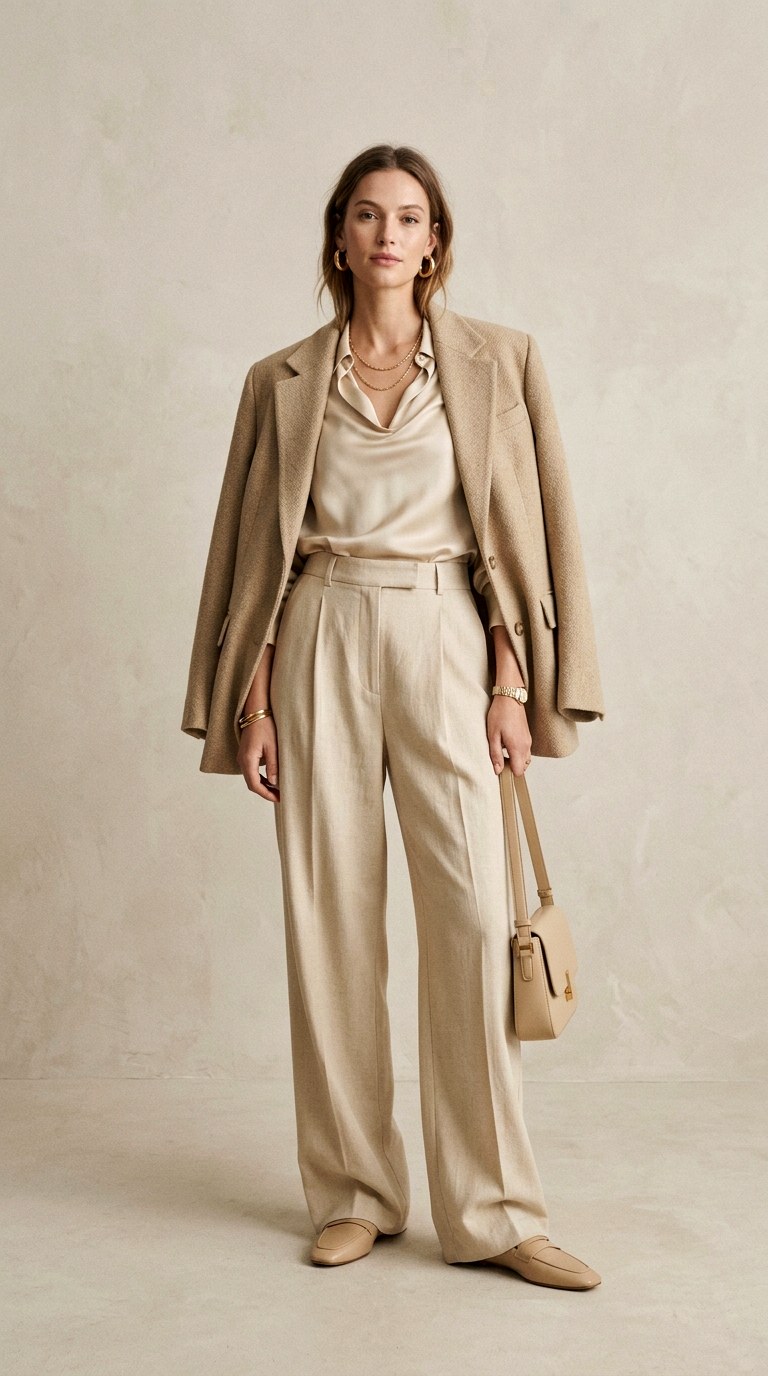 Monochrome Beige Outfit - 24 Beautiful Spring Outfit Inspirations 2026 for a Fresh New Look