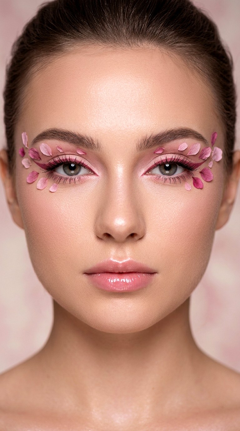 Monochrome Spring Petal Design - 22 Floating Petal Spring Eyeliner Dreamy Detached Shapes Inspired by Blooming Garden Energy