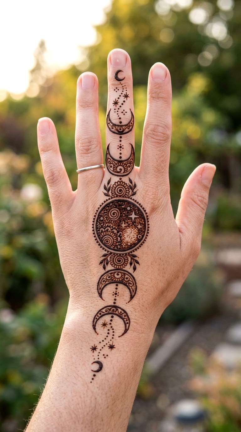 Moon Phase Alignment - 24 henna designs easy