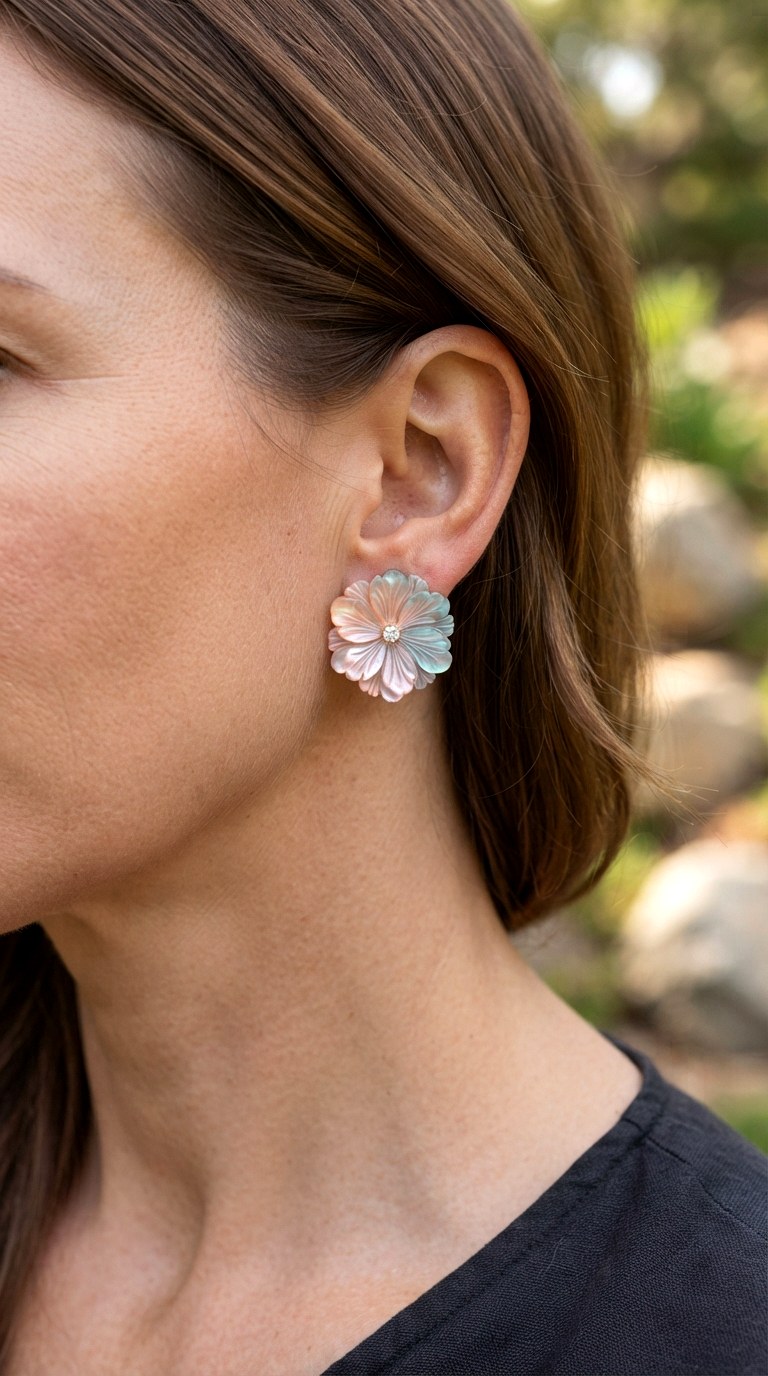 Mother of Pearl Flower Motifs Earrings - 30 classy earrings