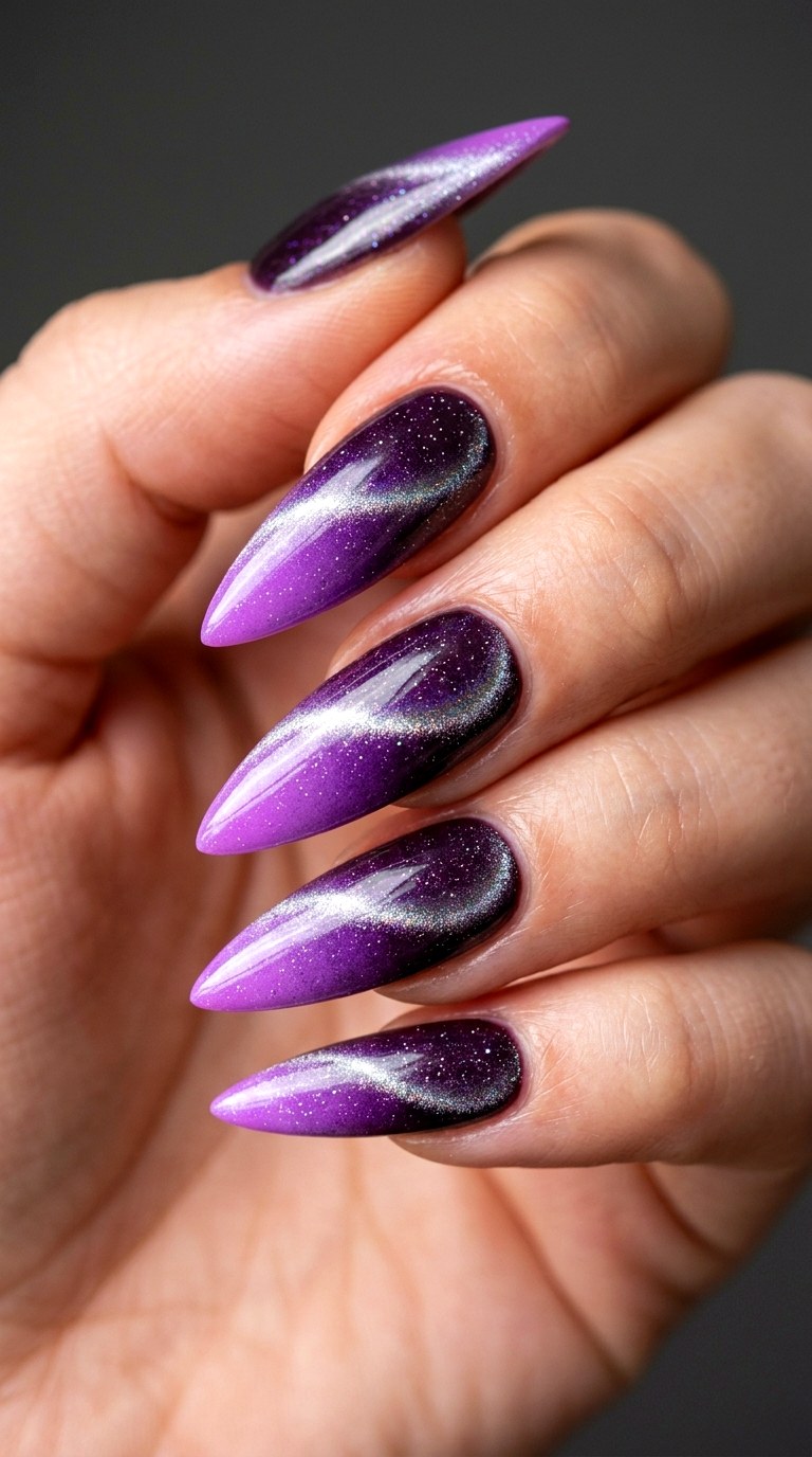 Multi Chromatic Purple Rain - 30 Dreamy Spring Ombre Nails